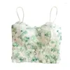 Chars pour femmes dentelle à imprimé floral Camisole Femme Summer Sweet Spaghetti Strap Top Top Femme Bra Corset Women Vest