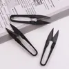 黒いアンチラスト縫製ハサミプラスチックハンドル多機能テーラーせん断金属刃ナッパーuシェイプクリッパーニードルワークツール
