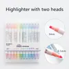2pcs/Set Milkliner Highlighter Pen Stationery Double Hed Fluorescent Marker Pen 12 Color