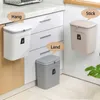 Waste Bins JYPS 7/9L Hanin Trash Can For Kitchen Lare Capacity Kitchen Recyclin arbae basket Bathroom Wall Mounted Trash Bin with lid L49