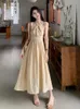 Abiti casual in stile coreano in stile midi abito resort donne vintage senza schiena senza maniche senza maniche coquette halter vestidos estate