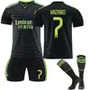 2223 Real Madrid 2 Away Game Black Fluorescent Green No. 20 Venissus 9 Benzema 10 Modric Football Uniform