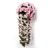 Flores decorativas Violet Violet Artificial Flower Flower Valentine Party Decoration Simulation Wall Basking Basket Orchid Fake Silk Vine