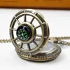 Zegarki kieszonkowe brązowe/srebrne/czarny kompas pusta kwarc kwarcowy steampunk męs unisex vintage zegar ścienny Dropshipping reloJ de bolsillo y240410