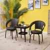 Outdoor Garden Lounge Table Chair for Balcony Country House Household Coffee Table Waterproof Sunscreen Rattan Furniture Sets