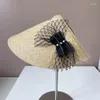 Ball Caps 202403-2508373 Ins chic Japon Summer Fine Straw Pearl Bowknot sans dame Sunshade Hat Woman Visors Cap Visors