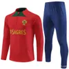 Portugal Home Ronaldo Autumn Winter Football Training Shirt à manches longues pour adultes garçons et enfants Tenue imprimée