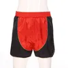 Mens Satin Boxer Shorts Color Block Sexy Underwear Elastic Waist Boxing Training Running Sport Trunks Smooth Silk Pajamas Shorts