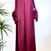 Robes décontractées pour la mode plissée Miyake pour femmes Robe à manches longues à demi-cou
