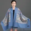 Pashmina Cashmere Blend Mujer Bufanda Scarf Warm Echarpes Embroider Flower Poncho Cape Thick Warm Poncho Kerchief 240327