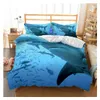 Deep Sea Shark Däcke Cover Set Black Shark Bedding Set Underwater World Ocean Life Comporter Cover Set For Boys Men Queen Size