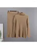 Work Dresses Sets For Women 2 Pieces Knit Sweater Women's Skirt Turtleneck Set Loose Pullover Two Piece