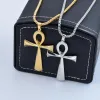 Hängsmycken med kedja metall symbol för liv cross halsband guld silver modedesign punk hip hop religion smycken gåvor för män kvinnor ll