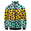 Мужские куртки леопардовый принт на молнии одежды толстовок 3D для мужчин Женская одежда Harajuku модная модная куртка