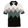 Amazon Cross Border Men's Summer New Short Sleeved Diamond Jacquard Knitwear Business POLO Shirt Men's Sy0122