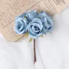 Decorative Flowers 6Pcs Artificial Wedding Mini Bouquet Wreath Scrapbooking For Home Bedrooms Decor Diy Holiday Accessories Silk Tea Rose