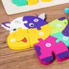 Popularne puzzle dla zwierząt dopasowującej kształt Wysokiej jakości drewniane zagadki 3D kreskówki dzieci drewniane cyfrowe puzzle stereo