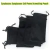 Storage Bags 10pcs Microfiber Pouch Bag Eyeglasses Cloth Sunglasses Drawstring Cell Phone Black Color 7.1x3.5in