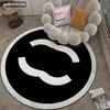 Designer Carpet Black White Pink Flower French Classic Letter Logo Round Carpet Bedside Carpet Dirt Resistant Household Bedroom circular Floor Mat Decoration