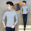 Classic Mens High Colder Undershirt Solid Fottinging Shirt Soft Floft Fleece Thermal Underwear Man Slim Pullover A5