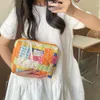 Sac cosmétique à fleurs oranges d'été Sacs d'organisateur de maquillage matelassé coréen Boîte de beauté Zipper Box de grande capacité Piste de toilette de voyage