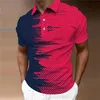 Heren Polo Shirt Polka Dot Patroon Flap Kraag 3D Gedrukte Outdoor Street Kort Mouw Knop Kleding Casual 240403