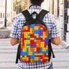 Backpack Toy Building Bricks Pattern For Men Women School College Students Bookbag Fits 15 Inch Laptop Bags