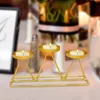 Candlers Nordic Holder 3 Heads Candelabra Tea Light Stand Candlestick for Party Weddin Golden