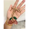 Key Rings 2023Key Bag Accessories Charm Handbag Pendant Handbags Keychain Womens Exquisite Internet-Famous Crystal Cherry Car Drop Del Ot13J