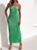 Casual jurken vrouwen zomer sexy bodycon buisjurk mode massief strapless backless bandage maxi long holle mager