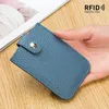 Engraving Wallet Laminated Pull Credit Card Holder Woman Rfid Genuine Leather Wallet Portable Compact Card Case Ultra Thin Purse