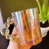 Mokken Pearl Handhand Cup Glas Ins Geavanceerde textuur Onregelmatige Melk met grote capaciteit met een water.