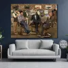 Vintage Movie Gangsters Godfather på Barbershop Talking Art Poster Canvas Målar Väggtryck Bild för rumsheminredning