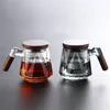 Mugs 450ml Diamond Shape Heat-Resistant Glass Tea Cup With Walnut Wooden Handle Lid Inner Filter Flower Water Separation Mug