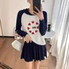 Women's Hoodies & Sweatshirts designer Gaoding 2024 Spring/Summer New Off Shoulder Sleeves Loose Colored Embroidered Love Letter Knitted Hooded Thin Sweater 4ELK