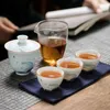 Tasses en plein air Ensemble de théières de voyage portables avec 3 mini tasses 1 Gaiwan Porcelaa Japanese Thé Cérémonie ménage