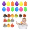 Décoration de fête Pâques en caoutchouc Duckies Toys Ducks Bright Oeufs colorés pré-remplis avec un sac cadeau et des faveurs de carnaval