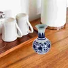Vases Vase en porcelaine bleu et blanc simple fleur de bureau en céramique simple pour arrangement petit décor rétros