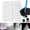 Blue Hand Poke e Stick Tattoo Kit com agulhas de pigmentos de tinta Conjunto para o Body Art Poke Stick Stick DIY 3D Tattoo Beginner Practice Kit