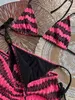 Paris Fashion tricoté trois pièces Bikini Set Ladies Luxury Jupe de maillot de bain à rayures de maillot de maillot de maillot de bain sexy de la plage de la plage de la plage pour femmes