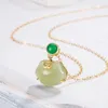 Chaines Gioio Hetian Jade Lock de bon souhait collier filles rétro niche de luxe abordable lvzhu cadeau d'anniversaire pour offrir maman 2024