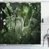 Douche gordijnen regenwoud gordijn palmbomen exotische planten tropische jungle natuur schilderachtige landschap stof badkamer decor set met haken