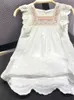 Girl's jurken 2024 mode wit kanten holle kinderen meisjes kleden korte mouwen prinses jurk kinderjurken geborduurde jurken