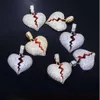 Yu ying maßgeschneiderte emaillgold plattierte massive sterling sierer moissanit gebrochen herzanhänger charm für halsketten juwelry