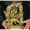 Dekoracyjne figurki 12 '' Buddyzm tybetański Brązowy pozłacany Mahakala Vajrakilaya Wrathful Statua Buddha
