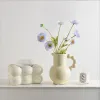Keramikmilchkrug Vase mit Griff für Blume, weißer Krug Vase für Wohnzimmerdekor, Regaldekor, Hochzeit, Geschenke, Küche
