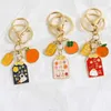 Anahtarlık Nedar Sevimli Meyve Keychain Ananas Armut Elma Turuncu Persimmon Emaye Anahtar Zinciri Tebrik Mücevher Hediyeleri Hayvan Keyasyon