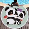 Serviette d'été cercle d'épais microfibre rond de plage de plage de douche serviettes dessin animé panda imprimé bohème mignon serpiette de plage ronde