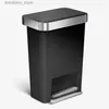 Waste Bins 45 Liter / 12 allon Rectanular Kitchen Step Trash Can with Soft-Close Lid Black Plastic L49