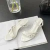 Sandales 2024 Été blanc marque femmes sandale mode groupe étroit dames élégant robe gladiator chaussures minces high pompes chaussures